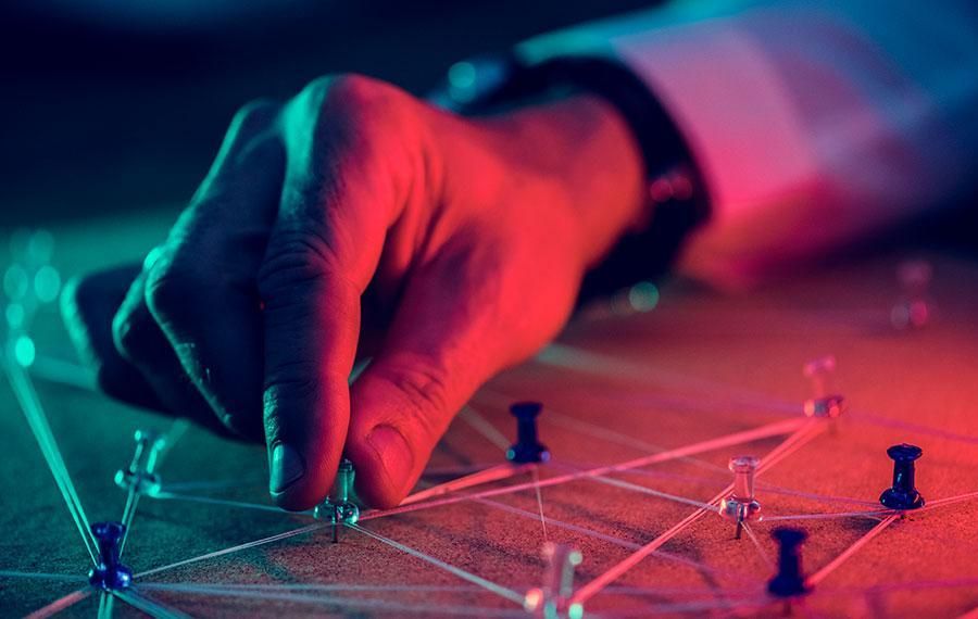 Map pins showing a connected strategy